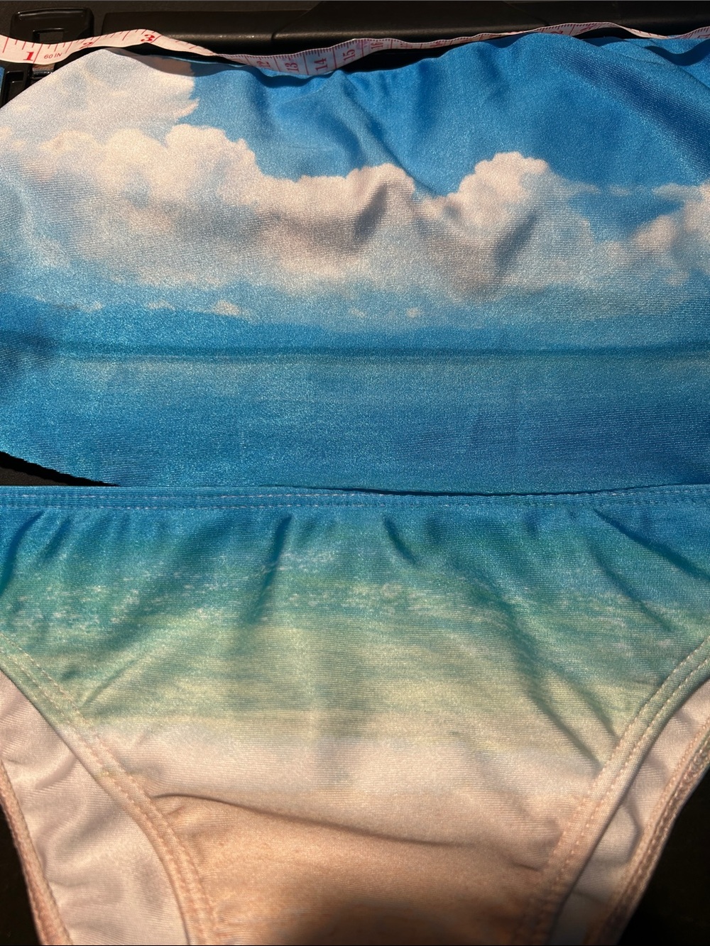 Wildfox Cloud & Beach Bandeau Bikini in Blue and Peach - Picture 4 of 8